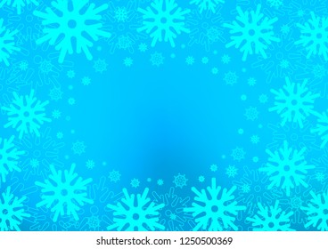 Light BLUE vector cover with beautiful snowflakes. Glitter abstract illustration with crystals of ice. The pattern can be used for new year ad, booklets.