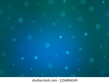 Light BLUE vector cover with beautiful snowflakes. Blurred decorative design in xmas style with snow. The pattern can be used for new year ad, booklets.