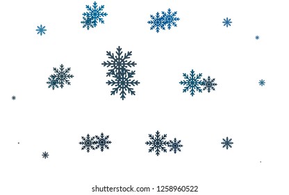 Light BLUE vector cover with beautiful snowflakes. Decorative shining illustration with snow on abstract template. The pattern can be used for year new  websites.