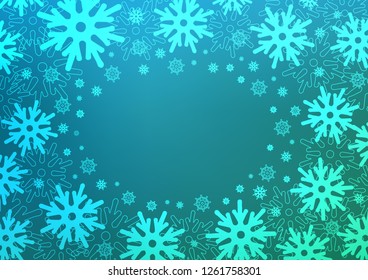 Light BLUE vector cover with beautiful snowflakes. Blurred decorative design in xmas style with snow. The template can be used as a new year background.