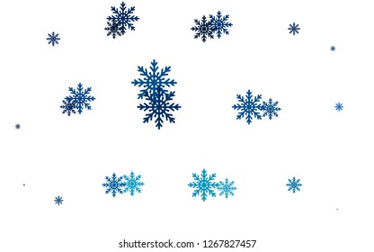 Light BLUE vector cover with beautiful snowflakes. Glitter abstract illustration with crystals of ice. The pattern can be used for year new  websites.
