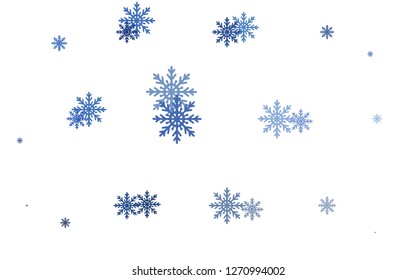 Light BLUE vector cover with beautiful snowflakes. Glitter abstract illustration with crystals of ice. The pattern can be used for new year ad, booklets.