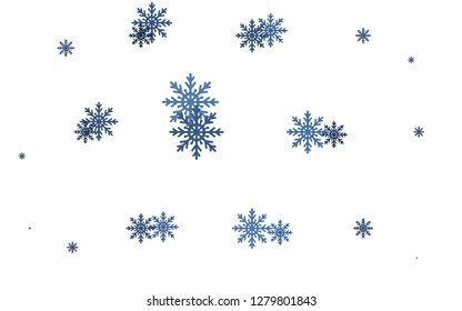 Light BLUE vector cover with beautiful snowflakes. Modern geometrical abstract illustration with crystals of ice. The template can be used as a new year background.