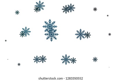 Light BLUE vector cover with beautiful snowflakes. Decorative shining illustration with snow on abstract template. The pattern can be used for new year ad, booklets.