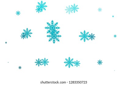 Light BLUE vector cover with beautiful snowflakes. Modern geometrical abstract illustration with crystals of ice. The pattern can be used for new year leaflets.