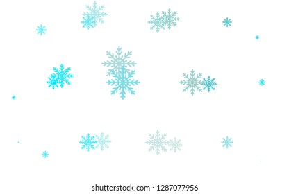 Light BLUE vector cover with beautiful snowflakes. Modern geometrical abstract illustration with crystals of ice. The pattern can be used for year new  websites.