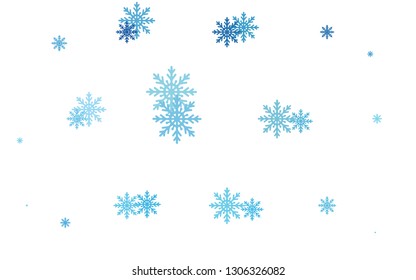 Light BLUE vector cover with beautiful snowflakes. Shining colored illustration with snow in christmas style. New year design for your business advert.