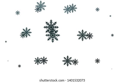 Light BLUE vector cover with beautiful snowflakes. Modern geometrical abstract illustration with crystals of ice. The template can be used as a new year background.
