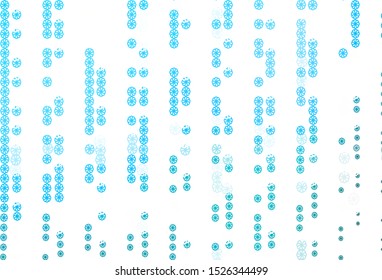 Light BLUE vector cover with beautiful snowflakes. Glitter abstract illustration with crystals of ice. The pattern can be used for new year leaflets.