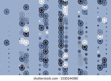 Light BLUE vector cover with beautiful snowflakes. Modern geometrical abstract illustration with crystals of ice. The pattern can be used for new year ad, booklets.