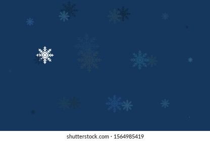 Light BLUE vector cover with beautiful snowflakes. Decorative shining illustration with snow on abstract template. New year design for your ad, poster, banner.