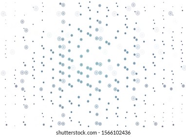 Light BLUE vector cover with beautiful snowflakes. Snow on blurred abstract background with gradient. The template can be used as a new year background.