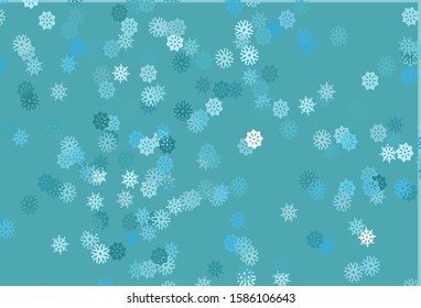 Light BLUE vector cover with beautiful snowflakes. Decorative shining illustration with snow on abstract template. The pattern can be used for new year leaflets.