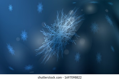 Tapa vectorial AZUL claro con hermosos copos de nieve. Nieve sobre fondo abstracto borroso con degradado. La plantilla se puede utilizar como fondo de año nuevo.