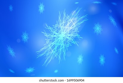 Light BLUE vector cover with beautiful snowflakes. Snow on blurred abstract background with gradient. New year design for your business advert.