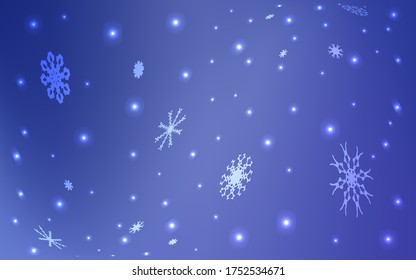 Light BLUE vector cover with beautiful snowflakes. Decorative shining illustration with snow on abstract template. The pattern can be used for new year ad, booklets.