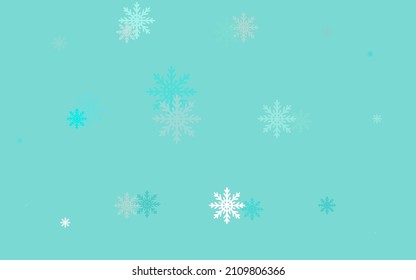 Light BLUE vector cover with beautiful snowflakes. Glitter abstract illustration with crystals of ice. The pattern can be used for new year leaflets.