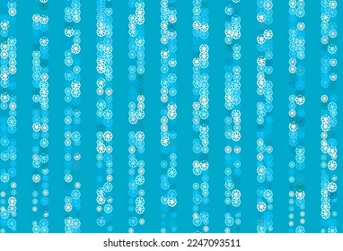 Light BLUE vector cover with beautiful snowflakes. Glitter abstract illustration with crystals of ice. The pattern can be used for new year ad, booklets.