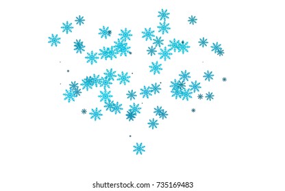 Light BLUE vector cover with beautiful snowflakes. Shining colored illustration with snow in christmas style. The pattern can be used for new year ad, booklets.