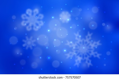 Light BLUE vector cover with beautiful snowflakes. Glitter abstract illustration with crystals of ice. The pattern can be used for new year leaflets.