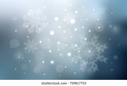 Light BLUE vector cover with beautiful snowflakes. Decorative shining illustration with snow on abstract template. The pattern can be used for new year ad, booklets.