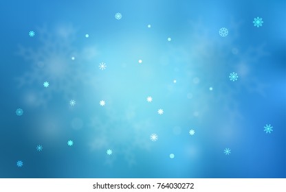 Light BLUE vector cover with beautiful snowflakes. Shining colored illustration with snow in christmas style. New year design for your business advert.