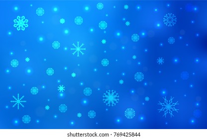 Light BLUE vector cover with beautiful snowflakes. Modern geometrical abstract illustration with crystals of ice. The pattern can be used for new year ad, booklets.