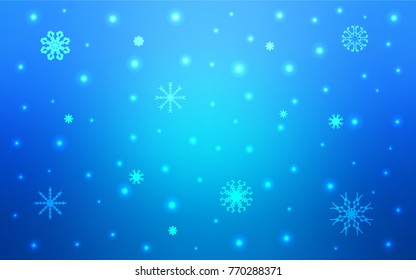 Light BLUE vector cover with beautiful snowflakes. Modern geometrical abstract illustration with crystals of ice. The pattern can be used for new year ad, booklets.