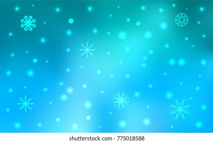 Light BLUE vector cover with beautiful snowflakes. Modern geometrical abstract illustration with crystals of ice. The pattern can be used for new year ad, booklets.