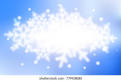 Light BLUE vector cover with beautiful snowflakes. Blurred decorative design in xmas style with snow. The pattern can be used for year new  websites.