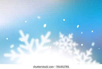 Light BLUE vector cover with beautiful snowflakes. Shining colored illustration with snow in christmas style. The template can be used as a new year background.