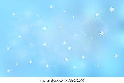 Light BLUE vector cover with beautiful snowflakes. Modern geometrical abstract illustration with crystals of ice. The pattern can be used for new year leaflets.