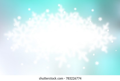 Light BLUE vector cover with beautiful snowflakes. Glitter abstract illustration with crystals of ice. The template can be used as a new year background.