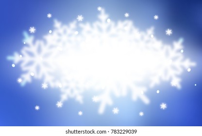 Light BLUE vector cover with beautiful snowflakes. Shining colored illustration with snow in christmas style. The pattern can be used for new year ad, booklets.