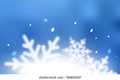Light BLUE vector cover with beautiful snowflakes. Shining colored illustration with snow in christmas style. The pattern can be used for year new  websites.