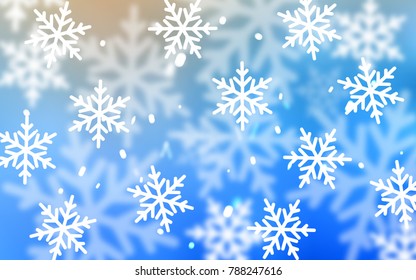 Light BLUE vector cover with beautiful snowflakes. Shining colored illustration with snow in christmas style. The pattern can be used for new year ad, booklets.