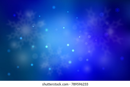 Light BLUE vector cover with beautiful snowflakes. Modern geometrical abstract illustration with crystals of ice. The template can be used as a new year background.
