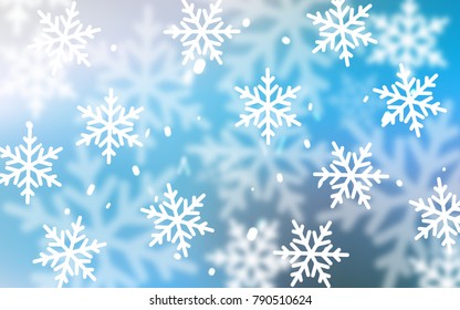 Light BLUE vector cover with beautiful snowflakes. Glitter abstract illustration with crystals of ice. The pattern can be used for new year ad, booklets.