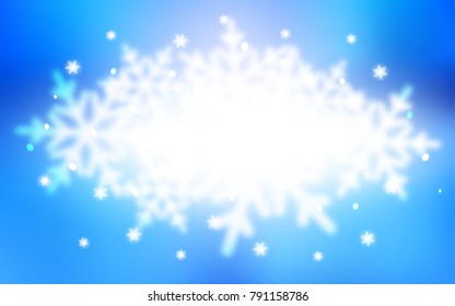 Light BLUE vector cover with beautiful snowflakes. Modern geometrical abstract illustration with crystals of ice. The template can be used as a new year background.