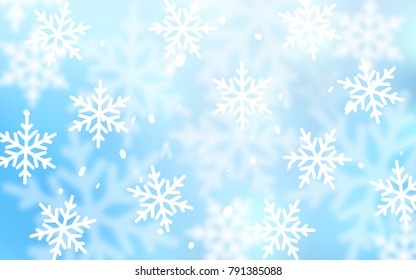 Light BLUE vector cover with beautiful snowflakes. Modern geometrical abstract illustration with crystals of ice. New year design for your business advert.