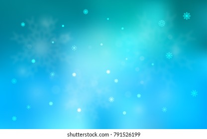 Light BLUE vector cover with beautiful snowflakes. Glitter abstract illustration with crystals of ice. New year design for your business advert.