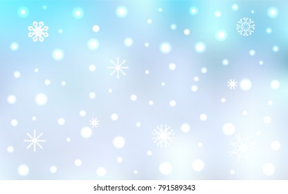 Light BLUE vector cover with beautiful snowflakes. Blurred decorative design in xmas style with snow. New year design for your business advert.