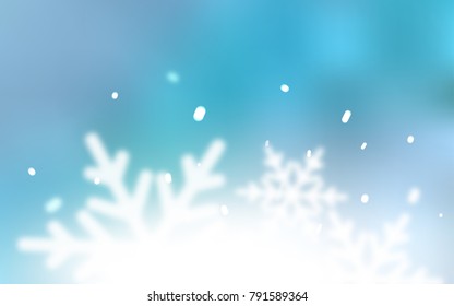 Light BLUE vector cover with beautiful snowflakes. Modern geometrical abstract illustration with crystals of ice. The pattern can be used for new year leaflets.