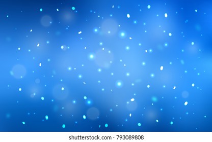 Light BLUE vector cover with beautiful snowflakes. Glitter abstract illustration with crystals of ice. New year design for your ad, poster, banner.