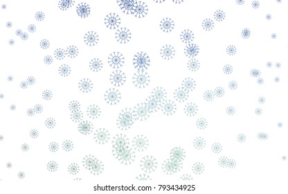 Light BLUE vector cover with beautiful snowflakes. Snow on blurred abstract background with gradient. New year design for your ad, poster, banner.