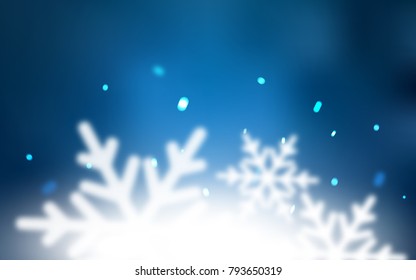 Light BLUE vector cover with beautiful snowflakes. Blurred decorative design in xmas style with snow. The pattern can be used for new year leaflets.