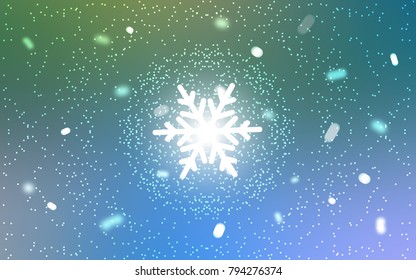 Light BLUE vector cover with beautiful snowflakes. Decorative shining illustration with snow on abstract template. The pattern can be used for new year leaflets.