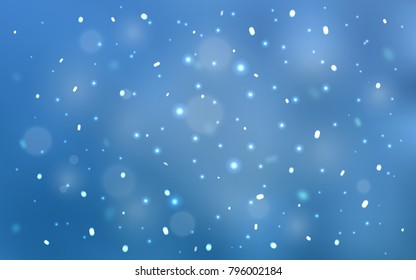 Light BLUE vector cover with beautiful snowflakes. Blurred decorative design in xmas style with snow. The template can be used as a new year background.