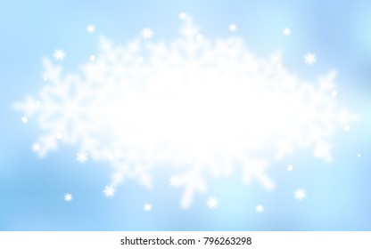 Light BLUE vector cover with beautiful snowflakes. Snow on blurred abstract background with gradient. The pattern can be used for new year leaflets.