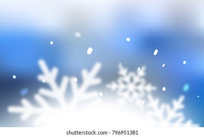 Light BLUE vector cover with beautiful snowflakes. Decorative shining illustration with snow on abstract template. New year design for your ad, poster, banner.